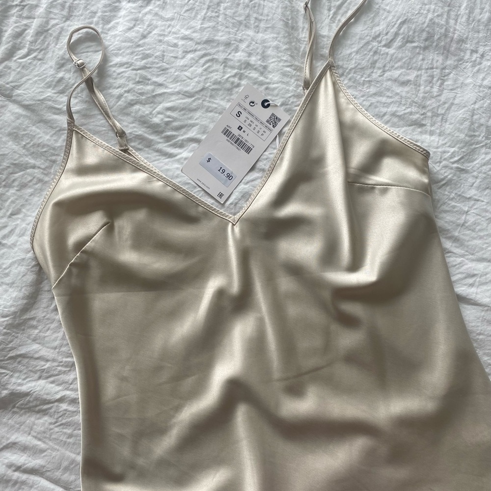 ZARA Silky Champagne Top US S